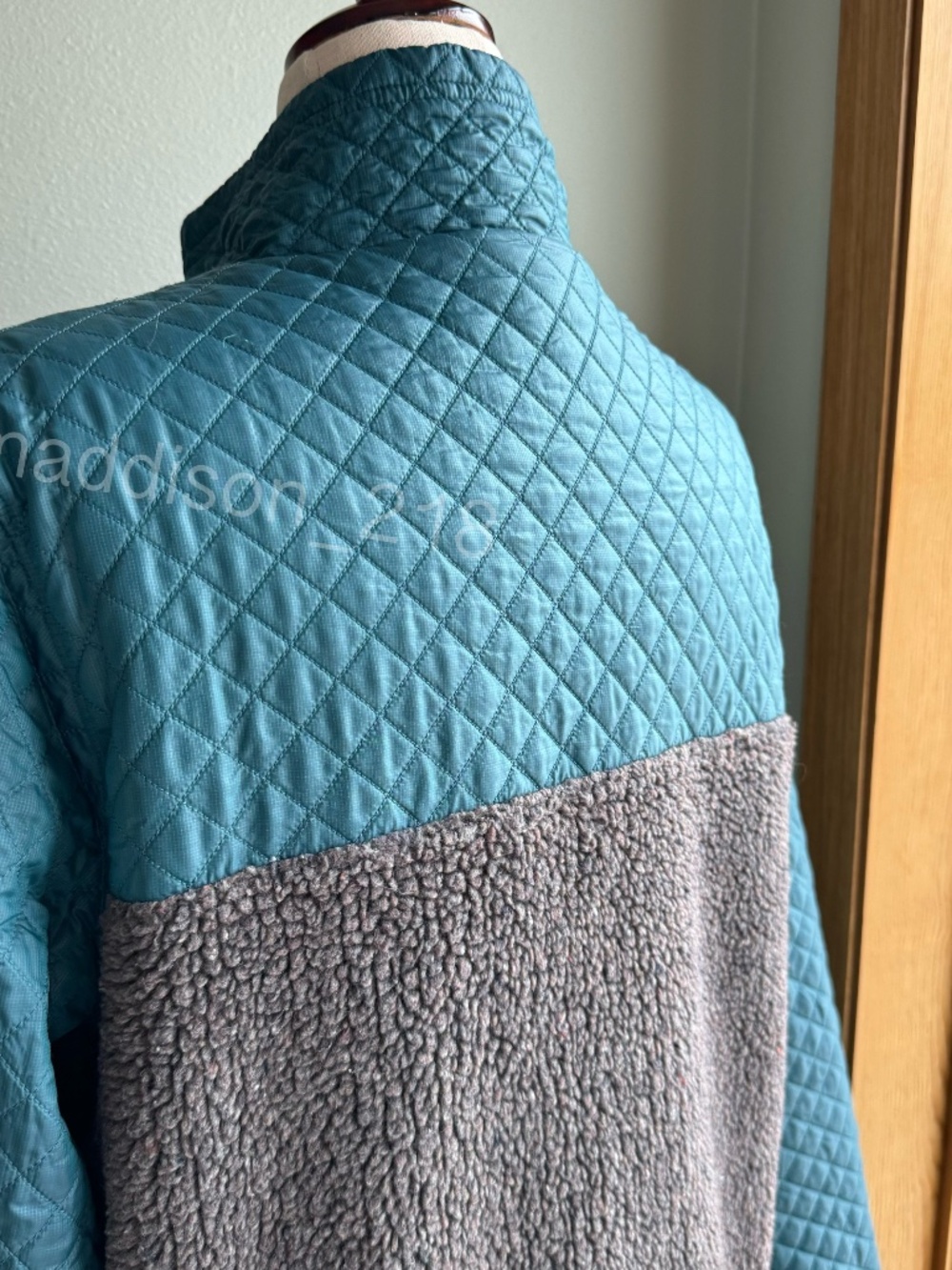 Patagonia Mixed Media Snap-T Pullover Large Crater Blue Sherpa Quilted Jacket L - Picture 8 of 15